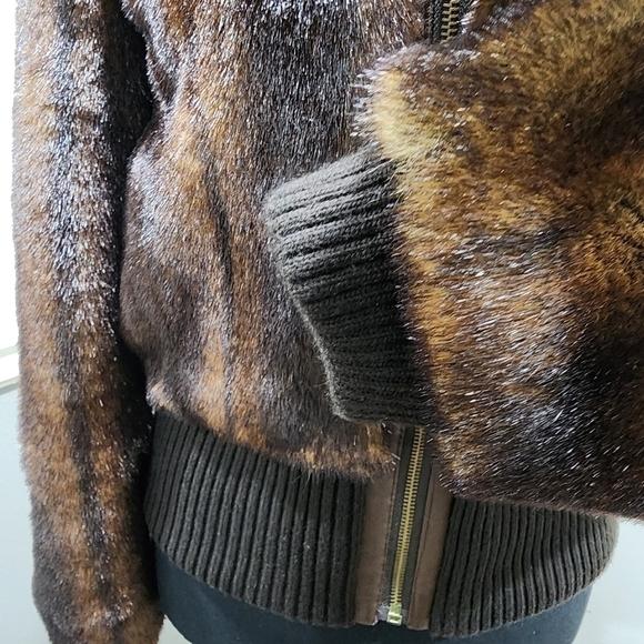 🔥 Luxurious Via  Brown Faux Fur Jacket XS - Picture 11 of 17